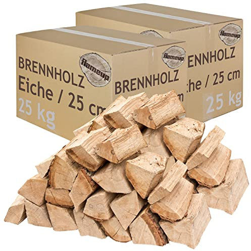 Legna da Ardere 5-500 kg Per Stufa e Camino Braciere Griglia Cestello per il Fuoco Ceppi 25 cm quercia flameup, Numero:50 kg
