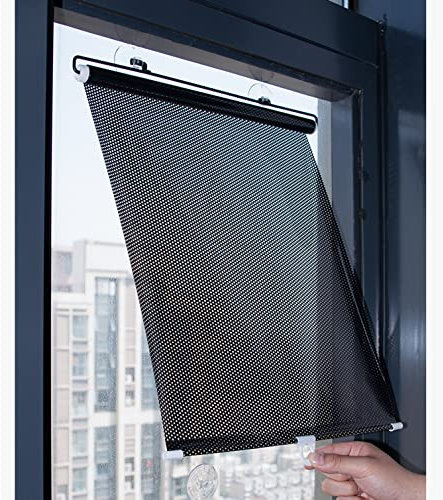 NIANXINN Thermo-Rollo,Verdunkelungsrollo mit Saugnäpfen,Sonnenschutz Verdunkelung Fensterrollo,Dachfensterrollo,UV-Schutz Hitzeschutz-Rollos,Ohne Bohren,für Zuhause,Büro,Auto (45x125cm/18x49in)
