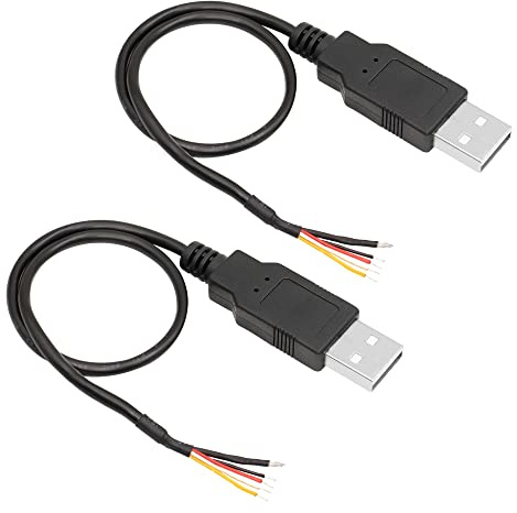 RIIEYOCA 2 Stück USB 2.0-Stecker 5-poliger blanker Draht, USB-Stromdatenkabel, DIY-Pigtail-Kabel für installierte USB-Geräte oder DIY-Reparatur