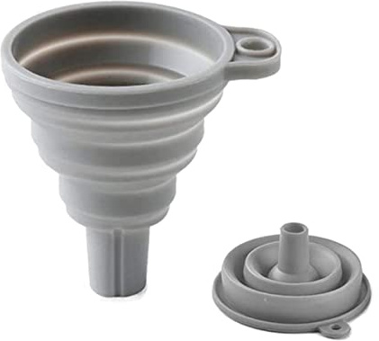 Embudo de silicona para cocina, 4 tamaños, plegable, juego de embudo pequeño para transferencia de líquidos, 11 cm, gris