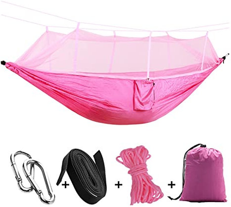 Schaukel Doppelte 210t Nylon Hängematte, Luftkollingzelt, Netto-Hängematte im Freien, Schlafendruckschaukel Klettergeräte & Schaukeln (Color : Pink)