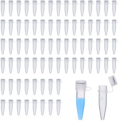 PRECIPETTE 1,5ml 250pcs Microtube à centrifuger de laboratoire Tubes à centrifuger avec bouchon à visser Transparent pour laboratoire Tubes à réaction échantillon Plastique Tubes à essai