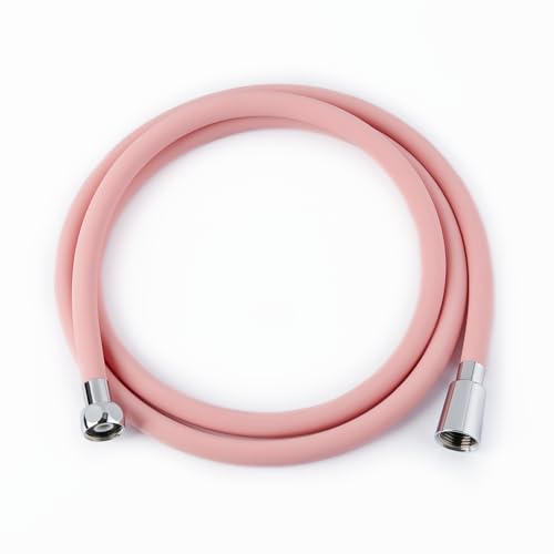 Tubo doccia per soffione doccia Barumi Livo & Pluo, colore rosa, in PVC flessibile, design liscio per una facile pulizia, connettore girevole a 360° senza grovigli, lunghezza 180,3 cm, misura
