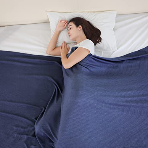 VHOME Mantas frías para Dormir en Caliente, Manta de Verano 100% de bambú para Adultos y niños (Azul Marino, 150x200 cm)