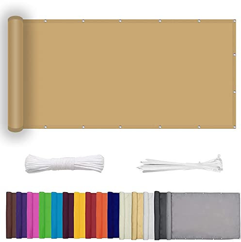 Balkon Sichtschutz Seitenmarkise 120 x 200 cm Staubschutz Sonnenschutz Segeltuch PB2 PES 100% Polyester für Balkon Garten Balkongeländer, Creme Farben