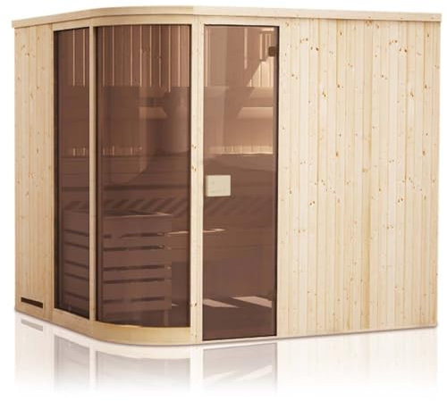 Cabine de Sauna Arrondie 194x194x199 avec poêle à Commande déportée