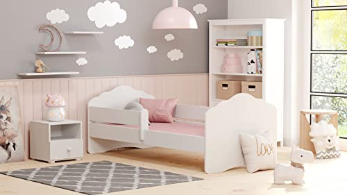 KOBI Letto per Bambini con Sponde FALA | Bianco Lettino Bambina | 160 x 80 CM | Lettino Bambino con Materasso | Lettini per una Ragazza un Ragazzo | Letto Bimbo Singolo