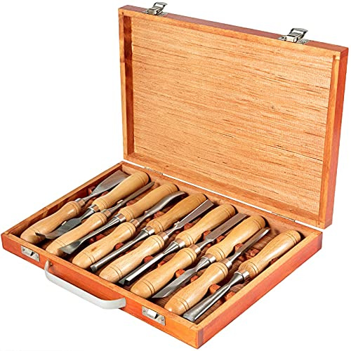 Holzmeißel-Sets, 12 Stück, Drehmeißel – -3/4 Zoll/95 Mm, Holzmeißel, 9 Zoll, Holzdrehmeißel, Holzmeißel, Drehmeißel, Holz-Werkzeugkasten Für Holzschnitzerei, Wurzelschnitzerei, Möbelschnitzerei, Dreh