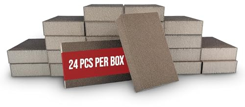 Virginia Abrasives 5” x 3” x 1” Medium/Fine Grit Assortment Sanding Sponge Blocks - Washable and Reusable Sandpaper Foam Pads Perfect for Finishing Drywall, Wood, Metal,Glass, Wet and Dry -24 Pcs Pack