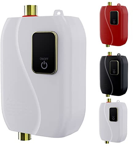 Instant Water Heater, 3000W Tankless Hot Water Heater with LCD Display for in-Line Sinks, Under Sink Water Heater for Kitchen Bathroom Washing (White)