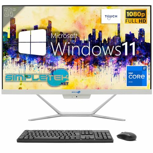 SIMPLETEK - PC All In One Touch | Intel Core i7 6° Gen | Windows 11 Pro | 4GB RAM SSD 120GB | Webcam 2K Integrata | Schermo Touchscreen | BT 5.2
