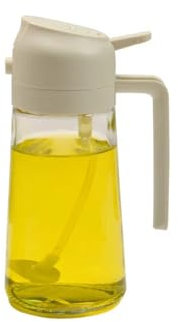 SARUEL Pulverizador y dispensador de aceite de vidrio 2 en 1, pulverizador de aceite de cocina 2 en 1 para cocina para freidora de aire, ensalada, hornear, parrilla. (blanco roto, 1 unidad)