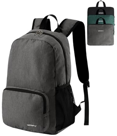 WATERFLY Rucksack Faltbar Tagesrucksack 20L: Wanderrucksack Faltrucksack Leicht Klapprucksack Daypack mit Rückenbelüftung für Wandern Reisen Städtetrips Herren Damen