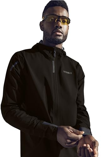 GOREWEAR Concurve GORE-TEX Men’s Running Jacket | Waterproof, Lightweight, Breathable | Packable Rain Jacket with Hood Black Medium