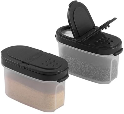 SIGNORA WARE Barattoli per spezie con coperchio, 113,4 g, vuoti, ermetici, contenitori ermetici per spezie/condimenti, 2 in 1, coperchi in plastica trasparente, organizer per spezie/condimenti da