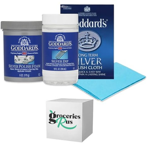 Goddards Silver Polish KIT I Silver Foam 170g, Silver Dip & Silver Polish Cloth I By GroceriesRUS