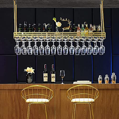 Deckenverzierung Deckenregal Weinglasregal zum Aufhängen an der Decke aus Metall, höhenverstellbar, europäischer Stil LOFT Weinflaschenhalter Dekoration Stemware Goblet Shelf for Bar Kitchen Restaura