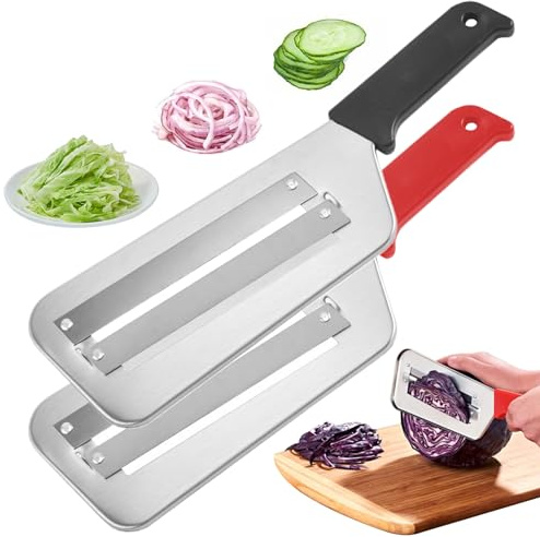 Choppers Cabbage Shredder 2 Stcs Edelstahl Klingen Kohl Slicer Shredder Skidsicheres Kohlschnitzel Doppelschicht Kohl für Gemüse und Obst schwarz & rot