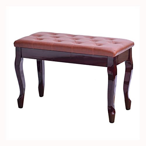 XDAWQP Klavierbank, Klavierhocker Mit Ablagefach Für Notenbücher, Dickes Polster Aus Rindsleder, Massivholz, Tragkraft 200 Kg (Rotbraun 1)，Reddish Brown-1