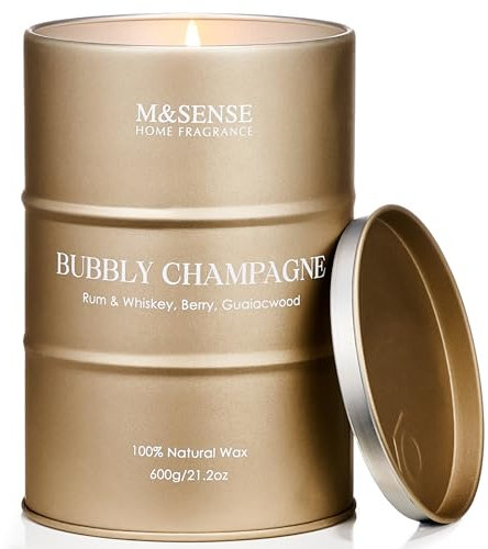 M&SENSE Doftljus I Glas Med Doft Av Sprudlande Champagne Sojabägewaxljus Ett Värmande Gåva För Ett Nytt Hem Med 130 Timmars Bränntid 600g Julljus Perfekt För Att Fira Ett Gåva För Både Kvinnor Och Män