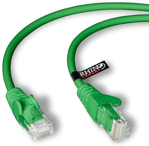 rhinocables CAT 6 High-Speed Gigabit Ethernet Cable - Patch Network Lead for LAN| Snagless UTP With LSZH Jacket | RJ45 Connector - Internet, Router, Modem, Smart TV, PC & More (3m, Green, Pack of 7)