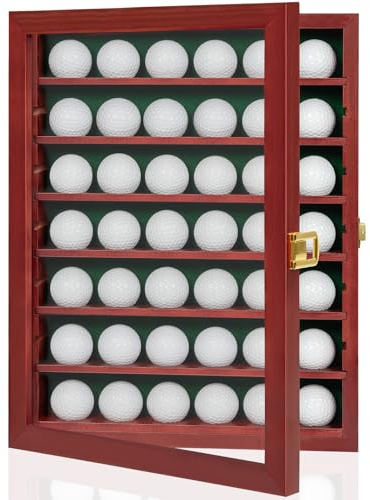 WELIDAY Golfball-Vitrine, 42 Golfballhalter, Geschenk für Golf-Enthusiasten, Golfball-Vitrine, Schrank für Wandhalterung und Ständer