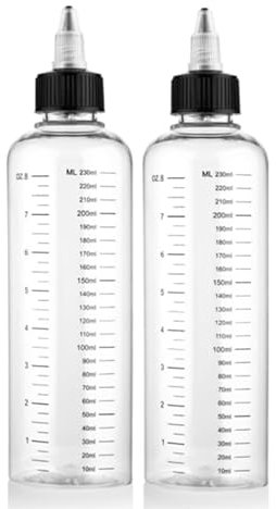 JRSHIRLEYLTD 2 botellas de 230 ml con dosificador de aceite transparente con tapa de punta, botella de plástico multiusos para especias líquidas, salsa, aceite, vinagre de soja, reutilizables