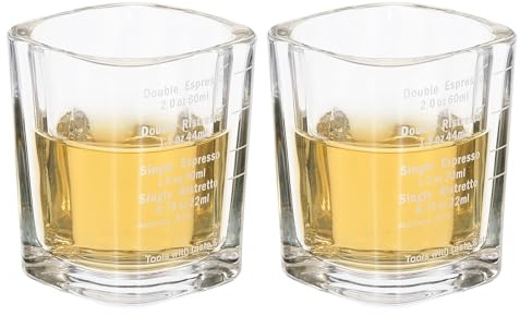 PATIKIL Shot Glass Measuring Cup, 2 Pcs 2 Ounce/60ml Square Heavy Shot Glasses Measuring Cup Espresso Shot Glass with White Scale for Espresso Liquid Coffee Kitchen Tools, Clear