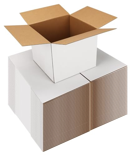 EYMPEU Kartongförpackning förpackning 17,8 x 17,8 x 15,3 cm, set med 40 fraktkartonglådor i vitt