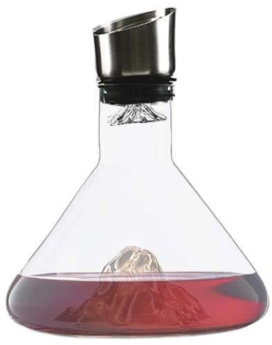 Decanter per vino Revella da 1500 ml | Decanter per vino con filtro in acciaio inossidabile, caraffa per vino cristallino con aeratore incorporato, per vino