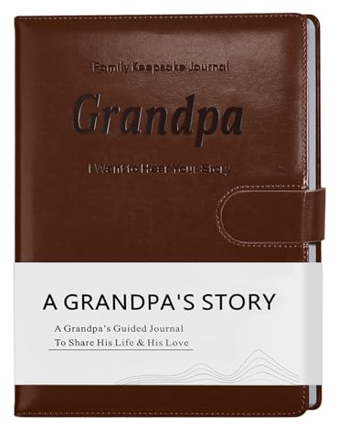 Miaikoe Grandpa's Life Story Tagebuch mit über 250 Fragen zum Andenken an die Familie, für Opa, um seine Erinnerungen zu teilen, für Geburtstag, Vatertag, Weihnachten (Braun)