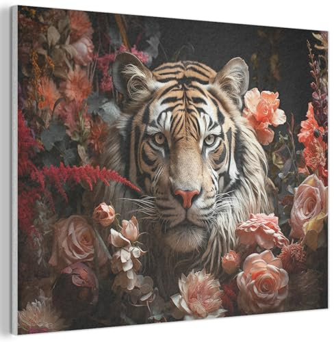MuchoWow© Fieltros Decoracion Salon Moderno Para Dormitorio Adorno Pared | 100x70 cm - Estilo Actual Comedor Pasillo Wall Art Tigre - Animal - Naturaleza - Flores - Botánico