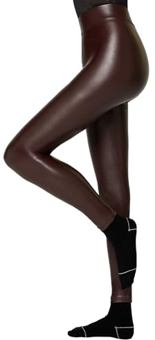 Nur Die Leggings in Leder-Optik Relax und Go Kunstleder High Waist Treggings mit weicher Innenseite und Bund Damen