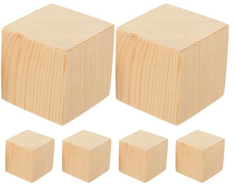 GARVALON 6pcs 5x5x5cm Non-slip Wood Furniture Risers for Bed, Sofa, Desk Legs – Heavy-duty Wooden Raising Blocks for Home Furniture Elevation