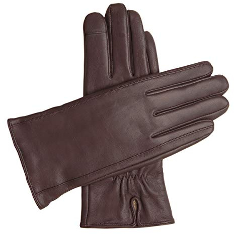 Downholme Touchscreen-Lederhandschuhe mit Innenfutter aus Kaschmir für Damen