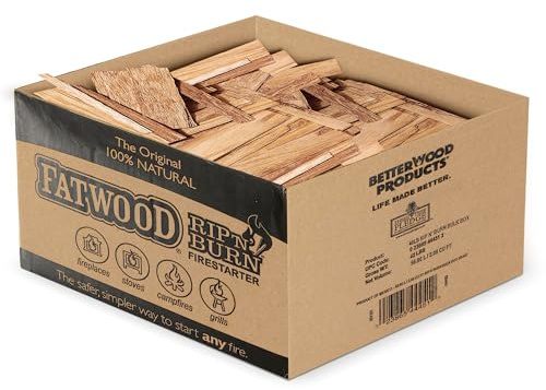 Better Wood Products Fatwood Rip & Burn Safe All Natural Firestarter Waterproof Wood, 40 Pounds