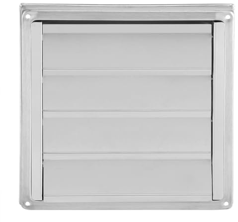 FTVOGUE Cubierta de ventilación para secadora al aire libre, rejilla de acero inoxidable, rejilla cuadrada para secadora, ventilación de pared exterior, solapas móviles