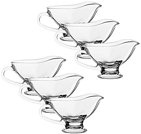 Pasabahce Basic Clear Glass Mini Sauce Boat 50 ml (Set of 6) for Serving Sauce, Gravy