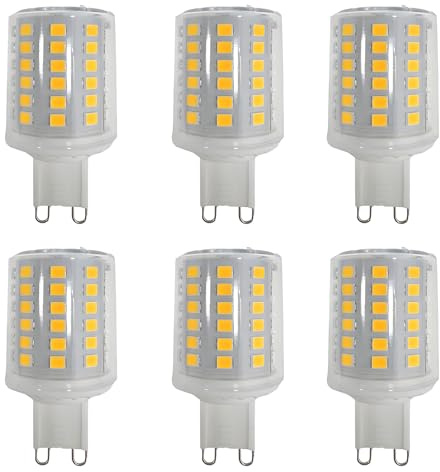 HUAMu G9 9W LED-Leuchtmittel,kein Flackern,9W entspricht 90W Halogenlampen,900lm,3000K Warmweiß,AC220–240V,G9 Energiesparlampe,360 °Abstrahlwinkel,6er-Pack
