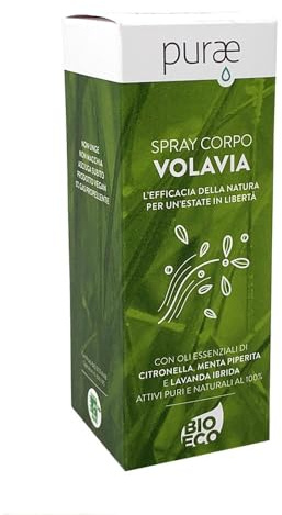 PURAE VOLAVIA SPRAY CORPO BIOLOGICO CON OLI ESSENZIALI PURI 100 ML NASOTERAPIA Repellente per zanzare Repellente per