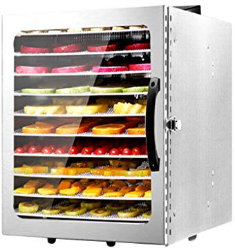 Deshydrateur Alimentaire Inox Déshydrateur Alimentaire 10 Plateaux 24H Desydratateur avec Minuteur Deshydrateur de fruit et legumes Température réglable (30 à 90°C)
