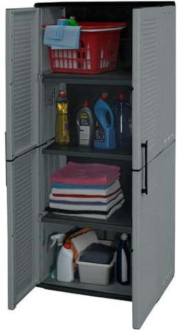 GarPet Gartenschrank Wetterfest Outdoor Schrank Kunststoff Mehrzweckschrank Hoch Aufbewahrungsschrank Allzweckschrank Balkonschrank Haushaltsschrank Terrassenschrank Hoch