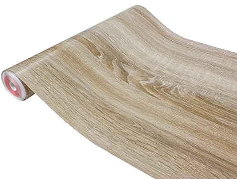 Klebefolie Möbel 90x210 cm | Möbelfolie selbstklebend in Holzoptik | Folie für Möbel zur einfachen Renovierung von Türen, Tischen und Regalen | Klebefolie dekorativ und abwaschbar | Eiche Beige