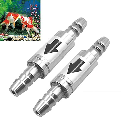 Greluma 2 st envägs backventil i rostfritt stål för anti-backflow Icke-retur luft CO2 ledning 4/6mm slang regulator diffusor i akvariesystem