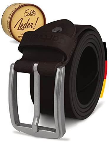 Cartvelli Vintage Ledergürtel Herren 40mm Made in Germany mit Geschenkbox Echtleder-Gürtel Schließe Silber