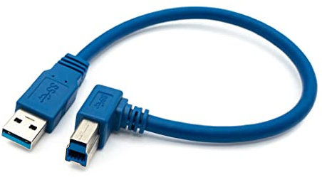 SYSTEM-S USB 3.0 Kabel 30 cm Typ B Stecker zu Typ A Stecker Winkel in Blau