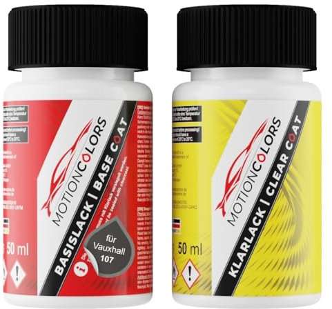 MOTIONCOLORS Anthrazit Metallic 107 für Vauxhall Autolack Lackstift Set Basislack und Klarlack je 50ml