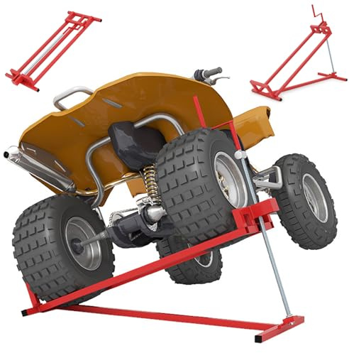 RELAX4LIFE Lève Tracteur Tondeuse 400KG | 11,5-77CM | Inclinaison à 45°, Crics de Levage en Acier Pulvérisé Gain de Place 49x122cm, Élévateur Pliable pour Tondeuse à Gazon, Tracteurs, Guads (Rouge)