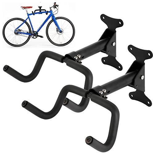 Auwey Faltbare, verstellbare Fahrrad-Wandhalterung, Fahrradaufbewahrungsregal, strapazierfähig, mit Gummibeschichtung, platzsparend, 2 Stück