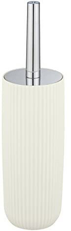 WENKO Set da bagno Agropoli crema, portaspazzolone chiuso in plastica di qualità, modellatura plastica e superficie strutturata, senza bisfenolo A, scopino igienico, Ø 10 x 36,5 cm